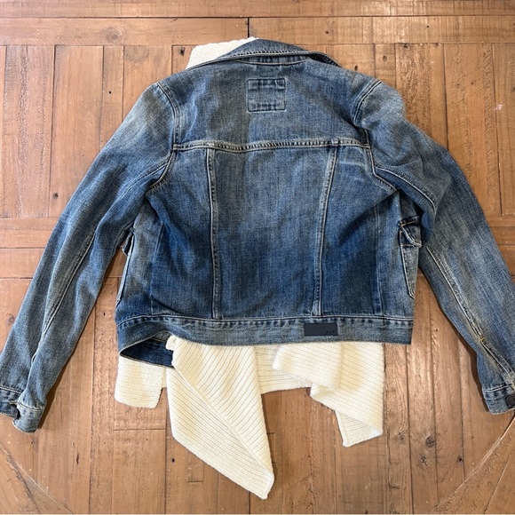 Abercrombie & Fitch Scarf Attached Denim Jean Jacket Trucker Cropped XS NWT - Picture 9 of 12